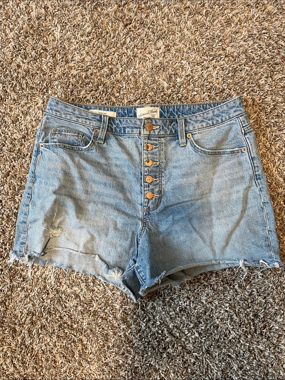 Universal Thread Button-Front Jean Shorts